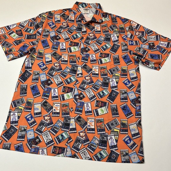 Detroit Tigers Shirt Adult 2XL XXL Orange Ticket AOP Button Up MLB Baseball Men - Picture 7 of 11